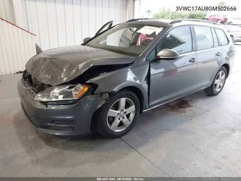 2016 Volkswagen Golf Sportwagen Tsi S 4-Door VIN: 3VWC17AU8GM502666 Lot: 45371044