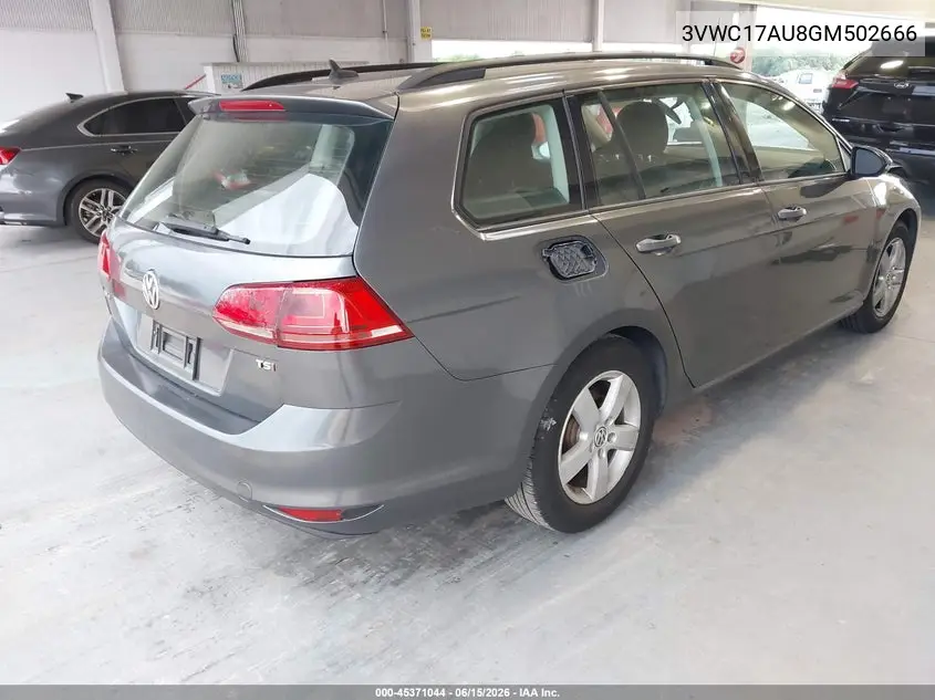 2016 Volkswagen Golf Sportwagen Tsi S 4-Door VIN: 3VWC17AU8GM502666 Lot: 45371044