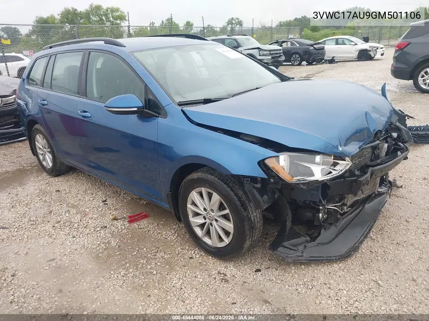 2016 Volkswagen Golf Sportwagen Tsi S 4-Door VIN: 3VWC17AU9GM501106 Lot: 45444088