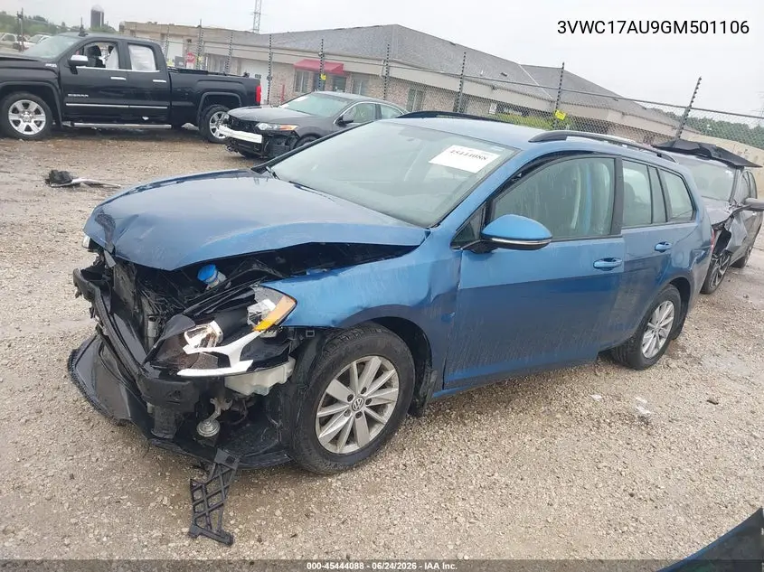 2016 Volkswagen Golf Sportwagen Tsi S 4-Door VIN: 3VWC17AU9GM501106 Lot: 45444088