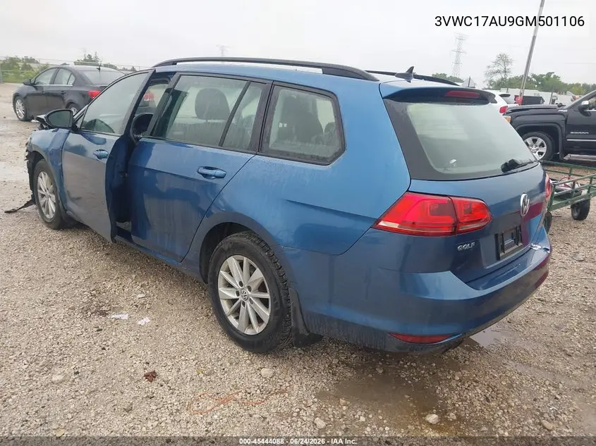 2016 Volkswagen Golf Sportwagen Tsi S 4-Door VIN: 3VWC17AU9GM501106 Lot: 45444088