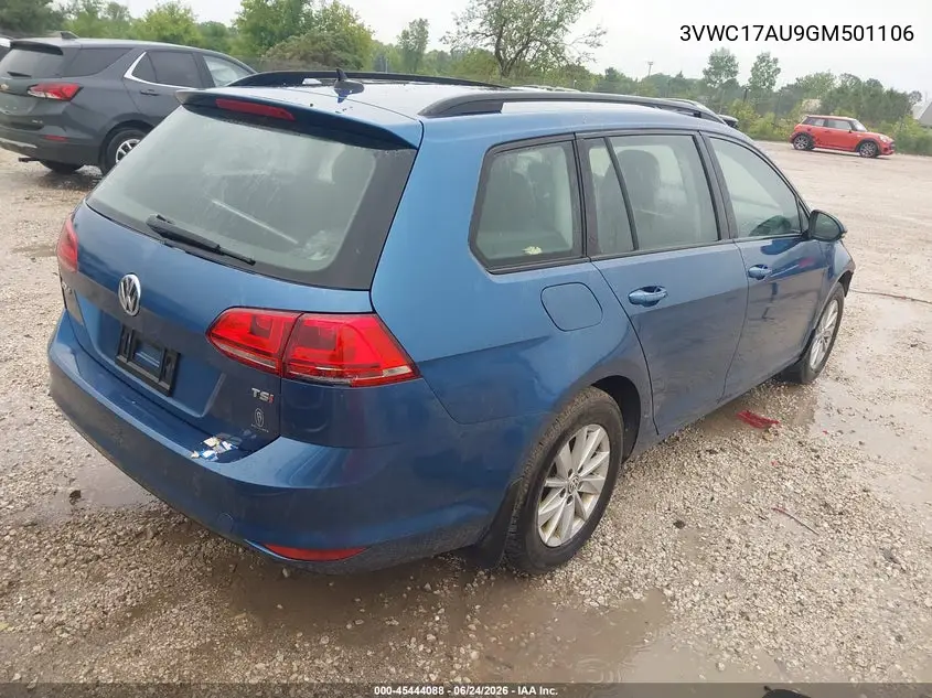 2016 Volkswagen Golf Sportwagen Tsi S 4-Door VIN: 3VWC17AU9GM501106 Lot: 45444088