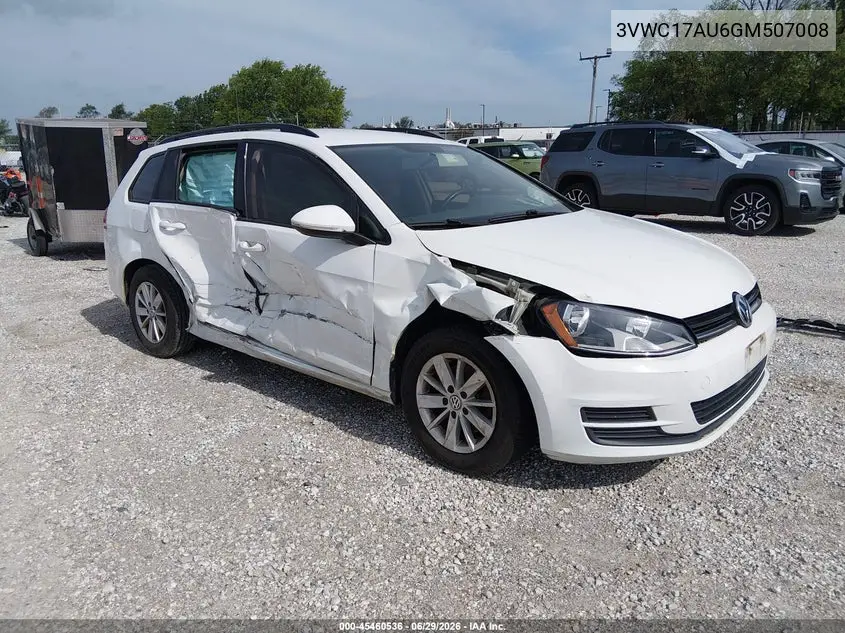 2016 Volkswagen Golf Sportwagen Tsi S 4-Door VIN: 3VWC17AU6GM507008 Lot: 45460536