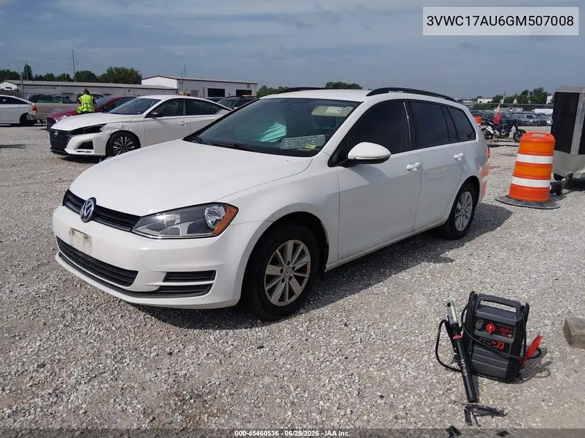 2016 Volkswagen Golf Sportwagen Tsi S 4-Door VIN: 3VWC17AU6GM507008 Lot: 45460536