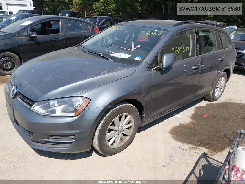 2016 Volkswagen Golf Sportwagen Tsi S 4-Door VIN: 3VWC17AU2GM513680 Lot: 45619260