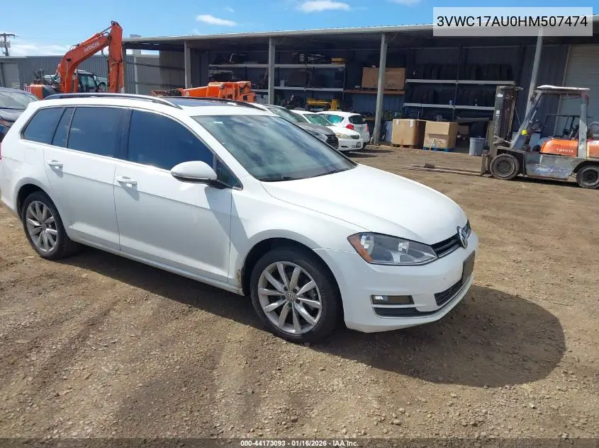 2017 Volkswagen Golf Sportwagen Tsi S/Tsi Se/Tsi Sel VIN: 3VWC17AU0HM507474 Lot: 44173093