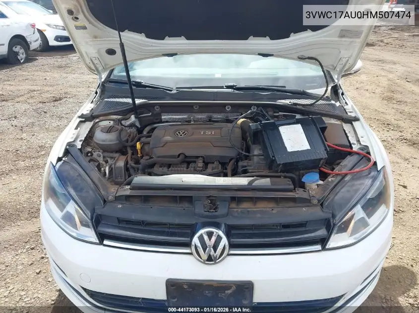 2017 Volkswagen Golf Sportwagen Tsi S/Tsi Se/Tsi Sel VIN: 3VWC17AU0HM507474 Lot: 44173093
