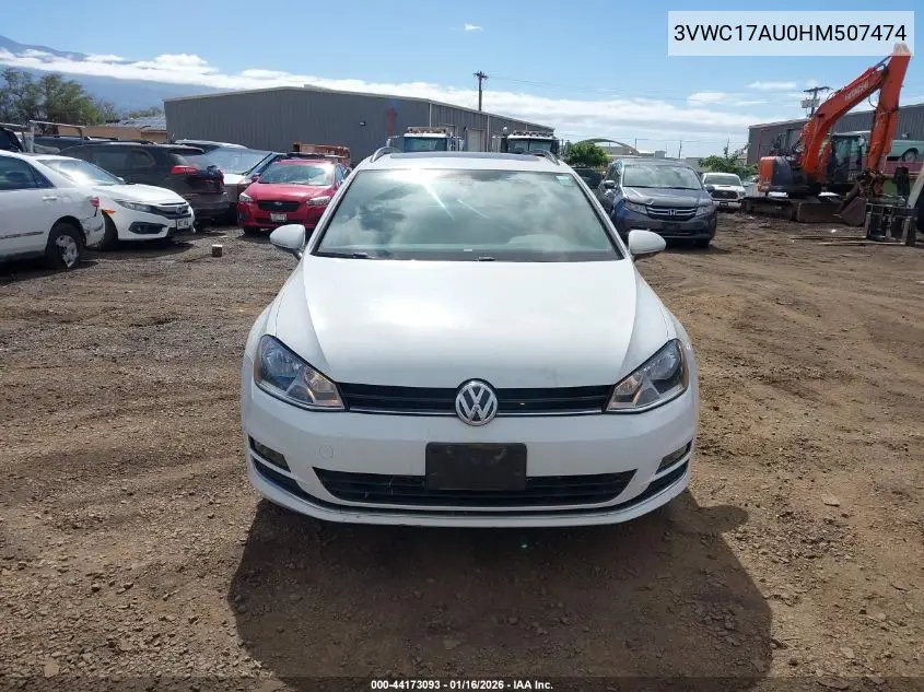 2017 Volkswagen Golf Sportwagen Tsi S/Tsi Se/Tsi Sel VIN: 3VWC17AU0HM507474 Lot: 44173093