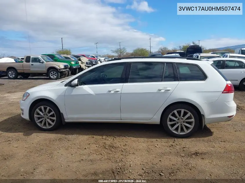 2017 Volkswagen Golf Sportwagen Tsi S/Tsi Se/Tsi Sel VIN: 3VWC17AU0HM507474 Lot: 44173093