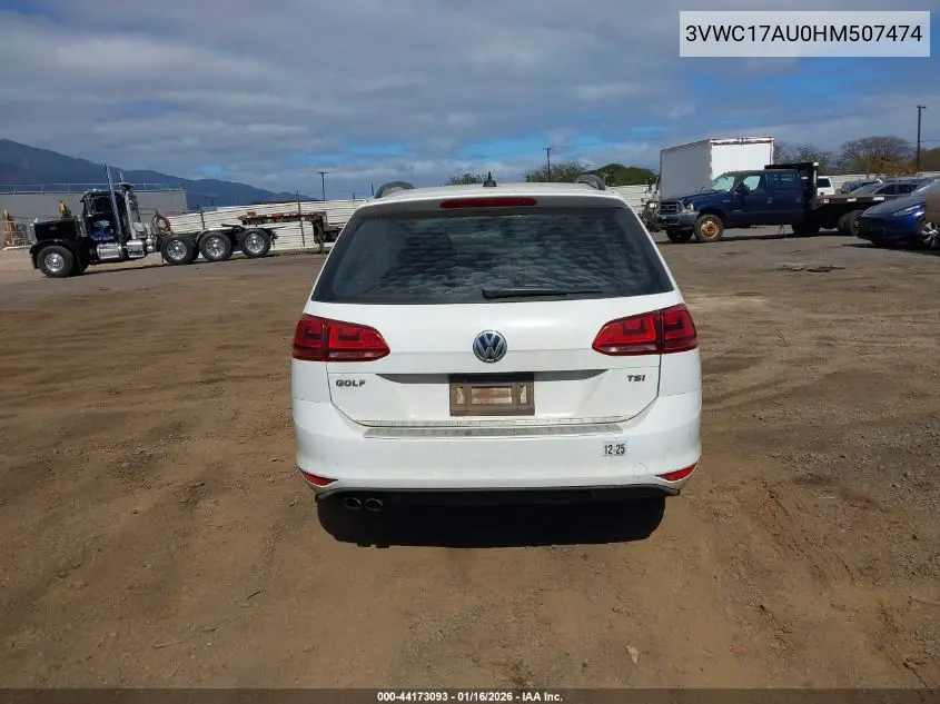 2017 Volkswagen Golf Sportwagen Tsi S/Tsi Se/Tsi Sel VIN: 3VWC17AU0HM507474 Lot: 44173093