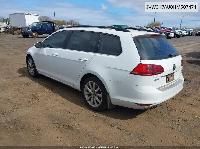 2017 Volkswagen Golf Sportwagen Tsi S/Tsi Se/Tsi Sel VIN: 3VWC17AU0HM507474 Lot: 44173093