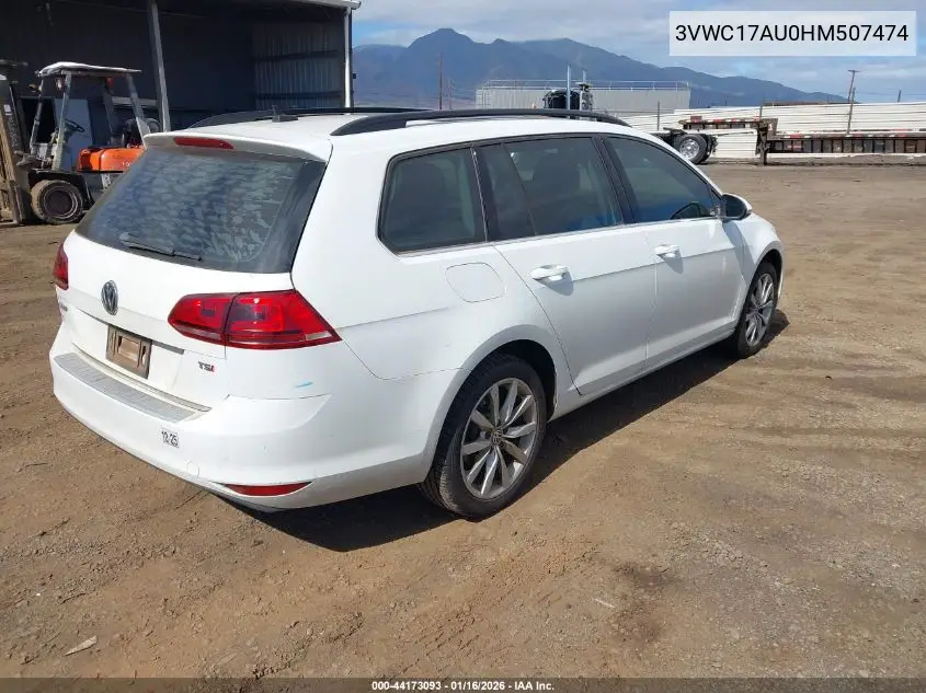 2017 Volkswagen Golf Sportwagen Tsi S/Tsi Se/Tsi Sel VIN: 3VWC17AU0HM507474 Lot: 44173093