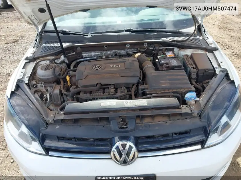 2017 Volkswagen Golf Sportwagen Tsi S/Tsi Se/Tsi Sel VIN: 3VWC17AU0HM507474 Lot: 44173093