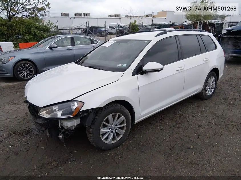2017 Volkswagen Golf Sportwagen Tsi S VIN: 3VWC17AU0HM501268 Lot: 44987402