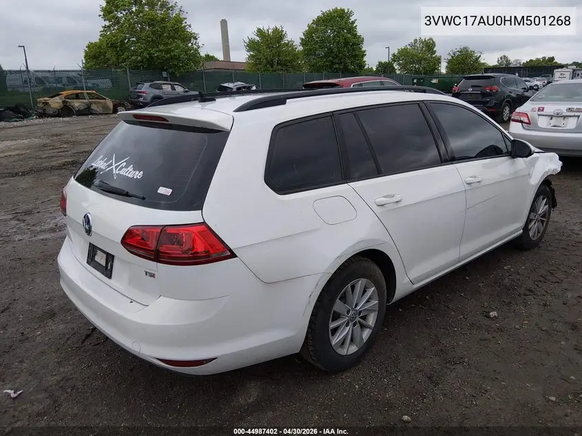 2017 Volkswagen Golf Sportwagen Tsi S VIN: 3VWC17AU0HM501268 Lot: 44987402