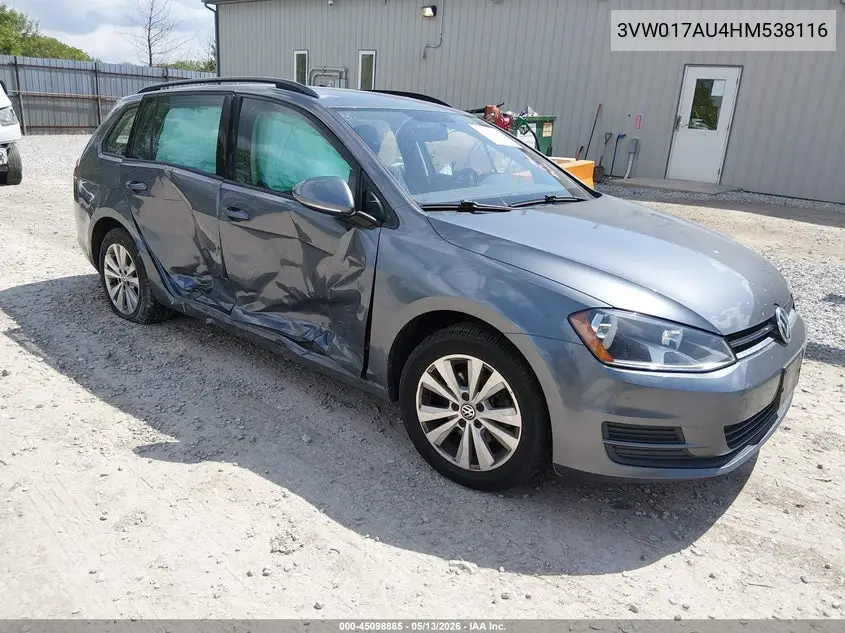 2017 Volkswagen Golf Sportwagen Tsi S VIN: 3VW017AU4HM538116 Lot: 45098885