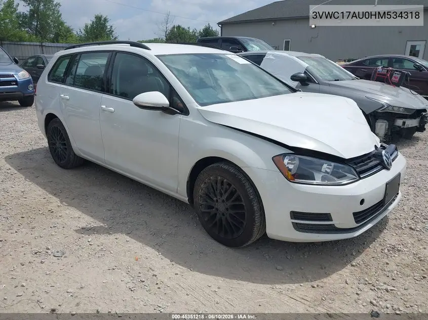 2017 Volkswagen Golf Sportwagen Tsi S/Tsi Se/Tsi Sel VIN: 3VWC17AU0HM534318 Lot: 45351218