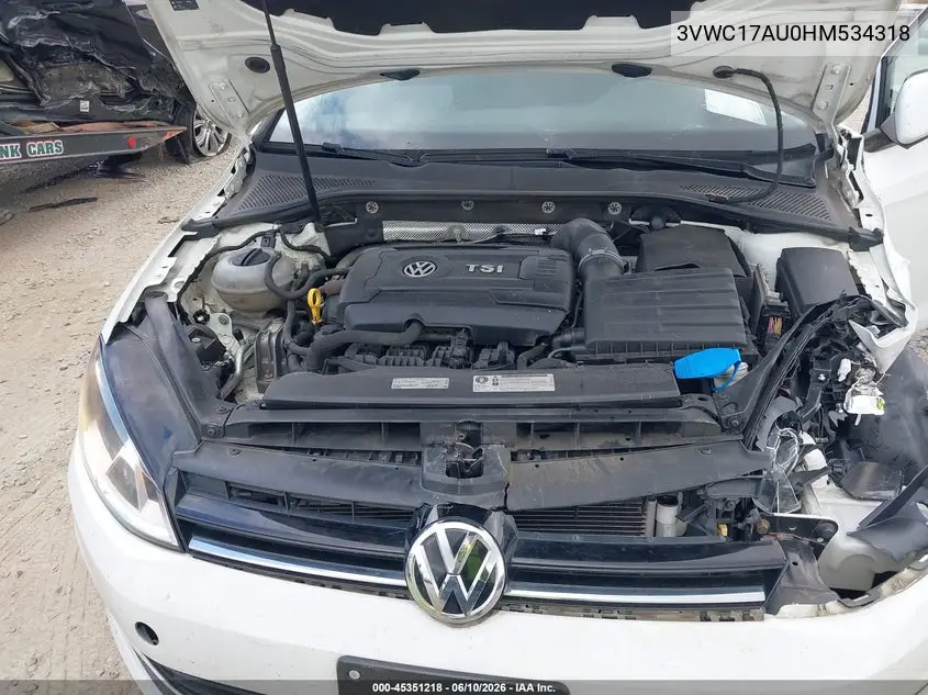 2017 Volkswagen Golf Sportwagen Tsi S/Tsi Se/Tsi Sel VIN: 3VWC17AU0HM534318 Lot: 45351218