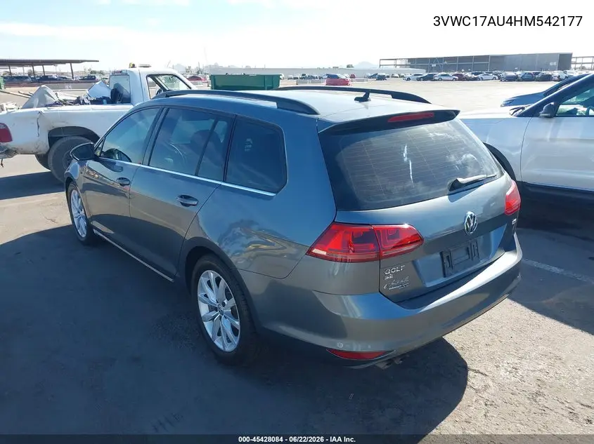2017 Volkswagen Golf Sportwagen Tsi S/Tsi Se/Tsi Sel VIN: 3VWC17AU4HM542177 Lot: 45428084