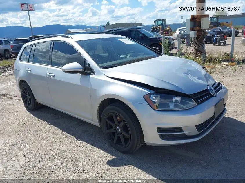 2017 Volkswagen Golf Sportwagen Tsi S VIN: 3VW017AU6HM518787 Lot: 45498079