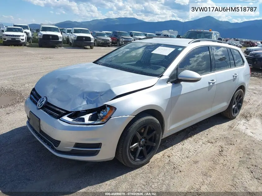 2017 Volkswagen Golf Sportwagen Tsi S VIN: 3VW017AU6HM518787 Lot: 45498079