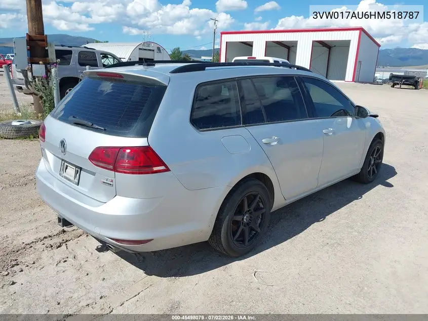 2017 Volkswagen Golf Sportwagen Tsi S VIN: 3VW017AU6HM518787 Lot: 45498079