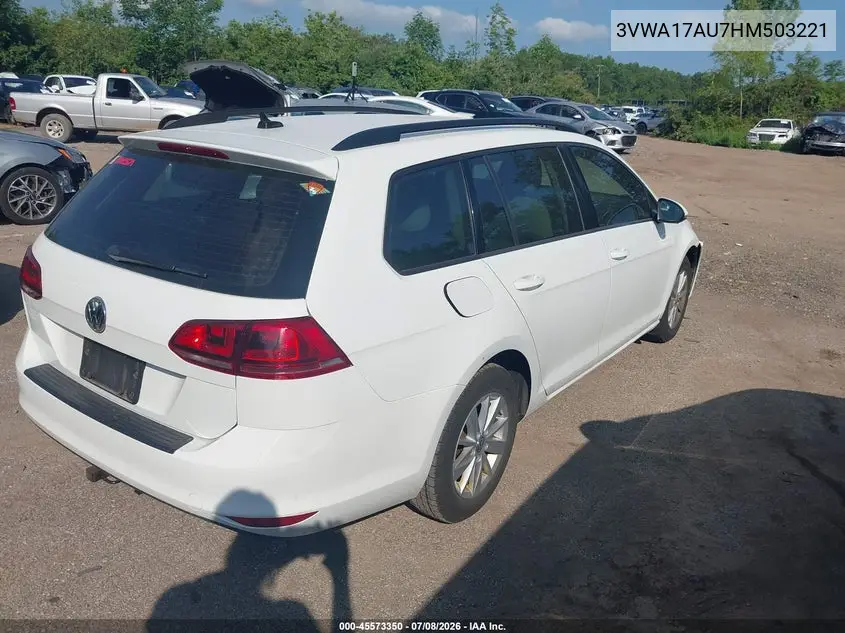 2017 Volkswagen Golf Sportwagen Tsi S VIN: 3VWA17AU7HM503221 Lot: 45573350