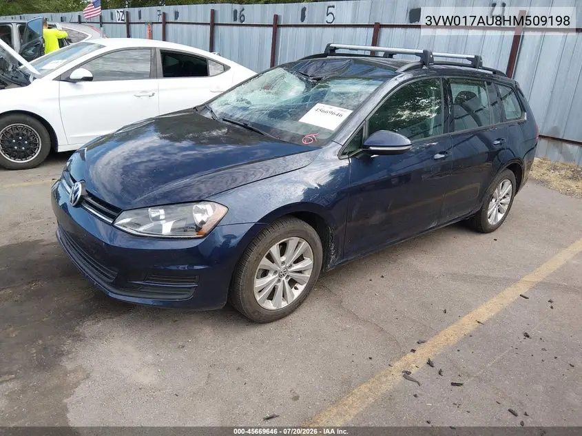 2017 Volkswagen Golf Sportwagen Tsi S VIN: 3VW017AU8HM509198 Lot: 45669646