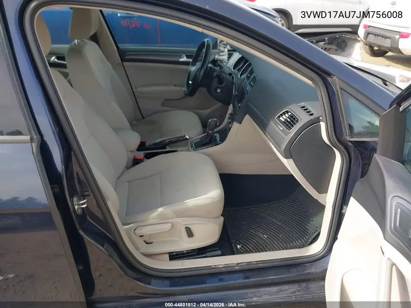 2018 Volkswagen Golf Sportwagen Tsi S/Tsi Se VIN: 3VWD17AU7JM756008 Lot: 44801812