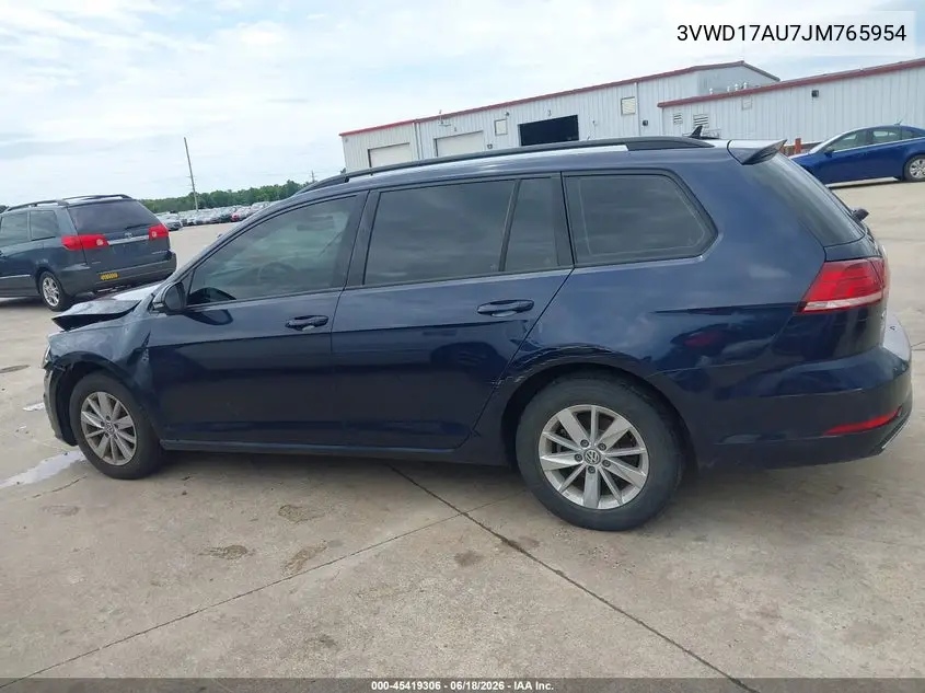 2018 Volkswagen Golf Sportwagen Tsi S/Tsi Se VIN: 3VWD17AU7JM765954 Lot: 45419306