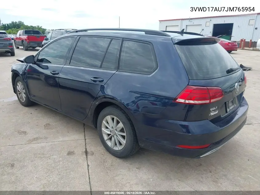 2018 Volkswagen Golf Sportwagen Tsi S/Tsi Se VIN: 3VWD17AU7JM765954 Lot: 45419306