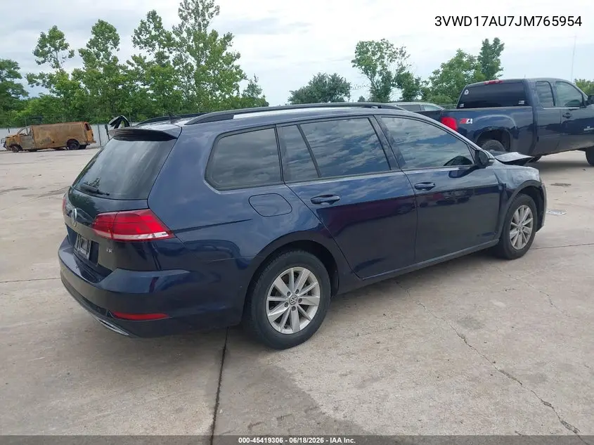 2018 Volkswagen Golf Sportwagen Tsi S/Tsi Se VIN: 3VWD17AU7JM765954 Lot: 45419306
