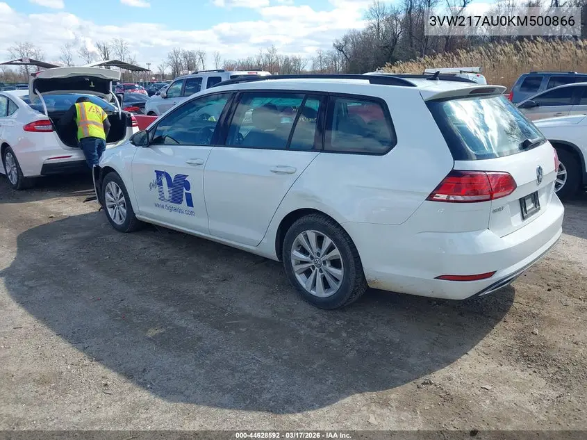 2019 Volkswagen Golf Sportwagen 1.8T S VIN: 3VW217AU0KM500866 Lot: 44628592