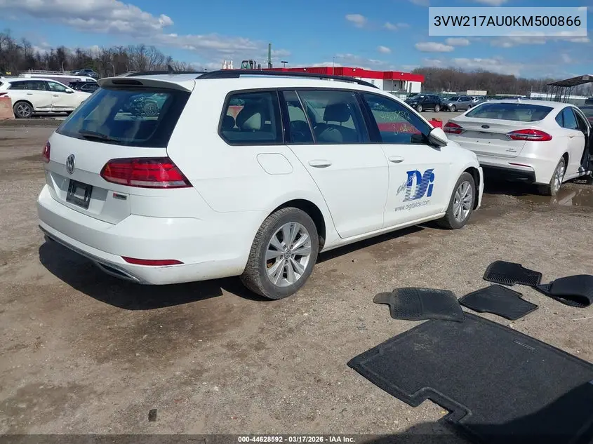 2019 Volkswagen Golf Sportwagen 1.8T S VIN: 3VW217AU0KM500866 Lot: 44628592