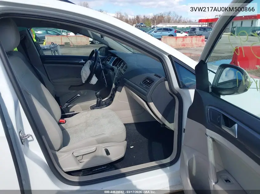 2019 Volkswagen Golf Sportwagen 1.8T S VIN: 3VW217AU0KM500866 Lot: 44628592