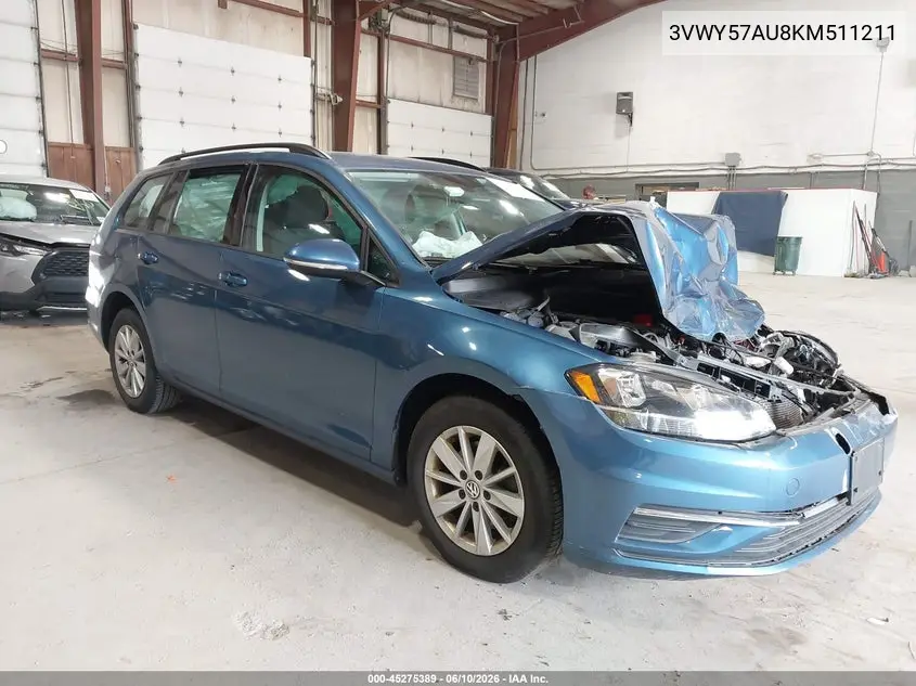 2019 Volkswagen Golf Sportwagen VIN: 3VWY57AU8KM511211 Lot: 45275389