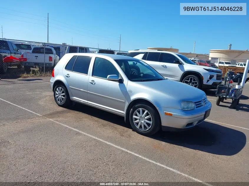 2001 Volkswagen Golf Gls VIN: 9BWGT61J514046228 Lot: 45557249