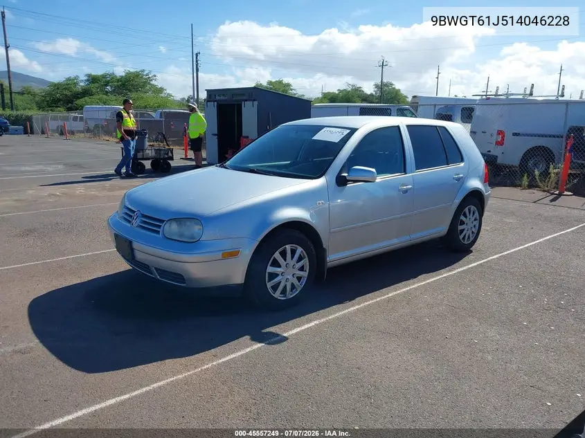 2001 Volkswagen Golf Gls VIN: 9BWGT61J514046228 Lot: 45557249