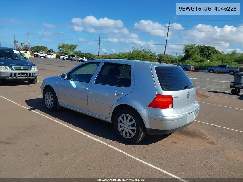 2001 Volkswagen Golf Gls VIN: 9BWGT61J514046228 Lot: 45557249