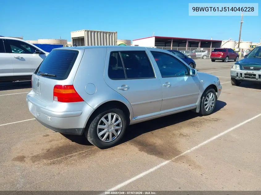 2001 Volkswagen Golf Gls VIN: 9BWGT61J514046228 Lot: 45557249