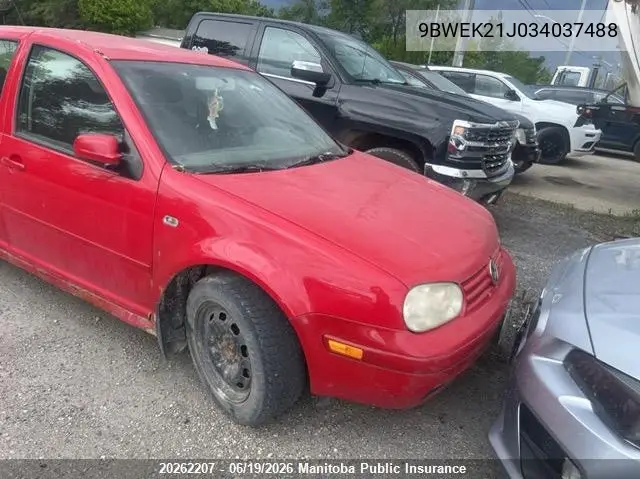 2003 Volkswagen Golf Cl VIN: 9BWEK21J034037488 Lot: 20262207