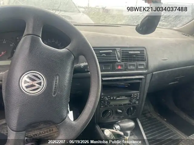 2003 Volkswagen Golf Cl VIN: 9BWEK21J034037488 Lot: 20262207