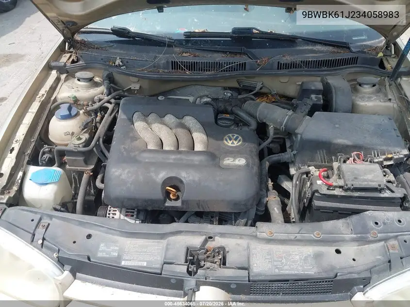 2003 Volkswagen Golf Gl/Gl 2.0L VIN: 9BWBK61J234058983 Lot: 45634065