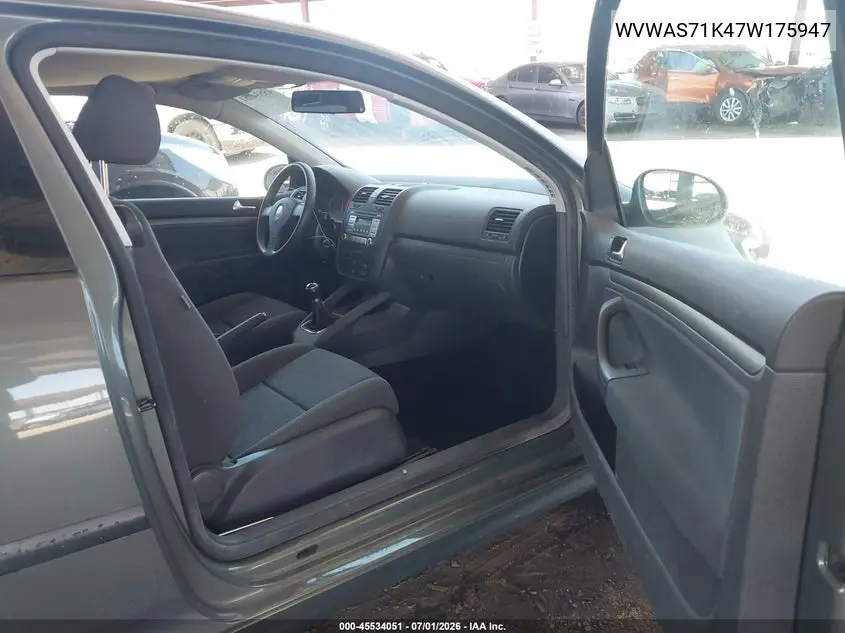 2007 Volkswagen Rabbit 2-Door W/Pzev (M5) VIN: WVWAS71K47W175947 Lot: 45534051