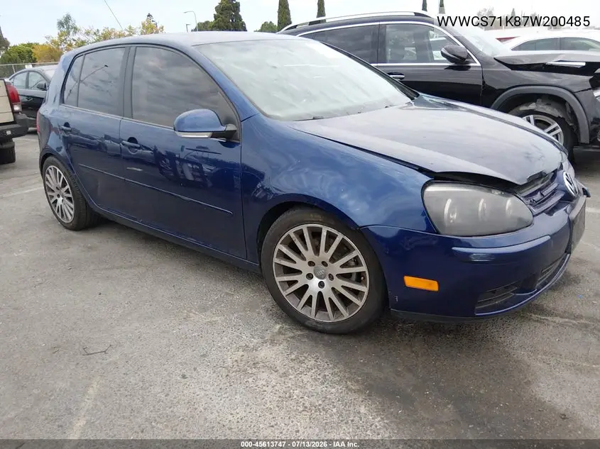 2007 Volkswagen Rabbit 4-Door VIN: WVWCS71K87W200485 Lot: 45613747