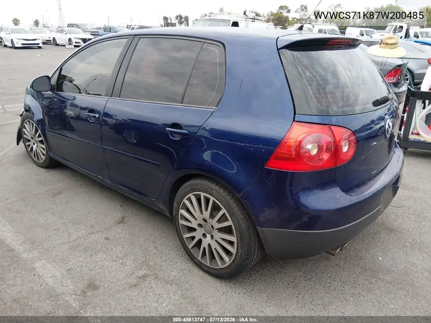 2007 Volkswagen Rabbit 4-Door VIN: WVWCS71K87W200485 Lot: 45613747