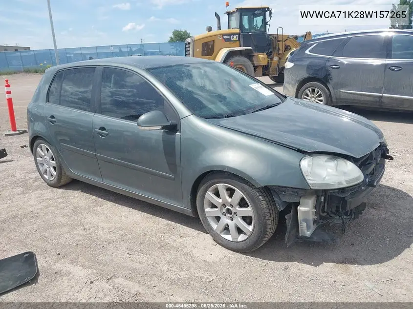 2008 Volkswagen Rabbit S VIN: WVWCA71K28W157265 Lot: 45456298