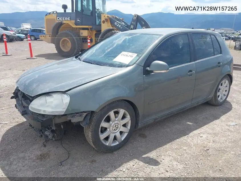 2008 Volkswagen Rabbit S VIN: WVWCA71K28W157265 Lot: 45456298