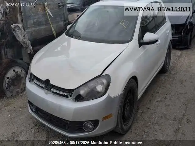 2011 Volkswagen Golf 2.5 VIN: WVWDA9AJ8BW154031 Lot: 20265468