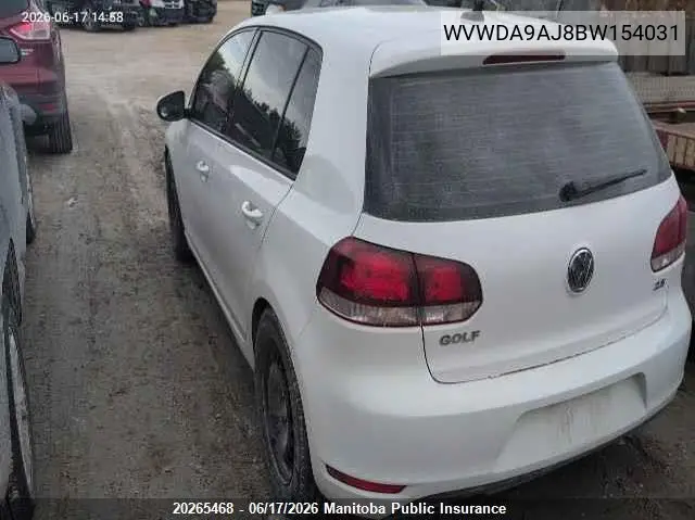 2011 Volkswagen Golf 2.5 VIN: WVWDA9AJ8BW154031 Lot: 20265468